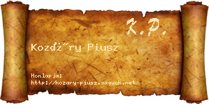 Kozáry Piusz névjegykártya